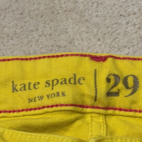 Kate Spade Play Hooky Broome Street Yellow Stretch Denim Capri Pants Sz 29 - Picture 3 of 13